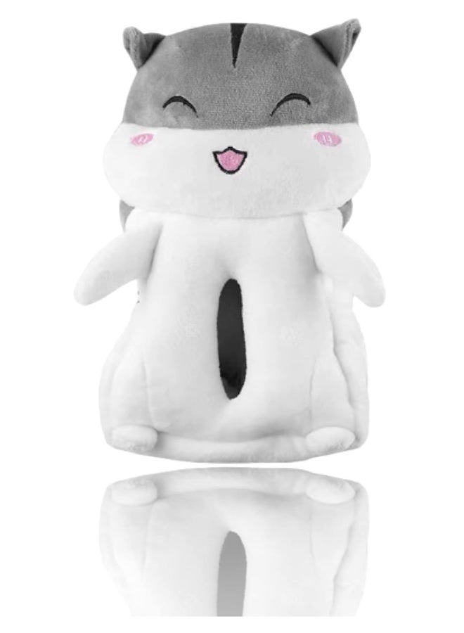 Arabest Soft Plush Tissue Holder Hanging Pouch Cute Cartoon Animals Paper Storage Tissue Tray Container Cover for Car, Home, Smiling Hamster - Image 1